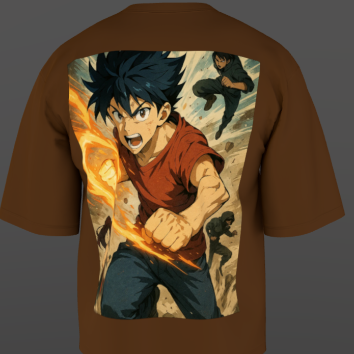 Flame Fist Fury Oversized T-Shirt – Burn Bright